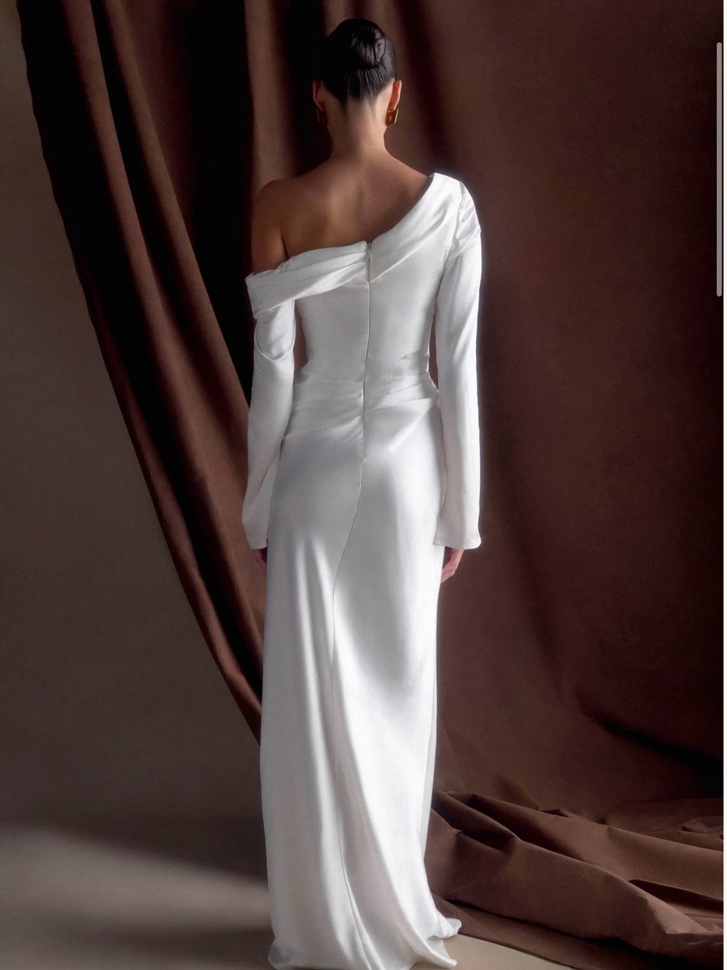 Meshki Iris Long Sleeve Satin Maxi Dress - White — image 3 of 8